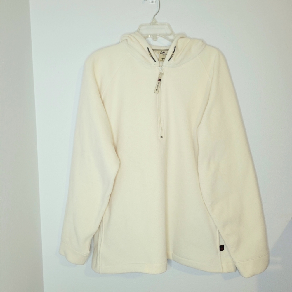 Woolrich Half Zip Pullover Cream Fleece Hoodie.